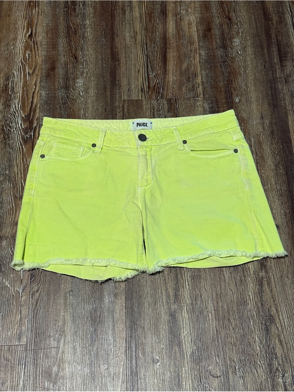 Paige Jimmy Jimmy Shorts Women's 28 Cutoff Low Rise Festival in Neon Glow
